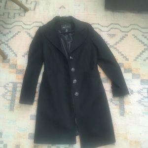 classic black peacoat